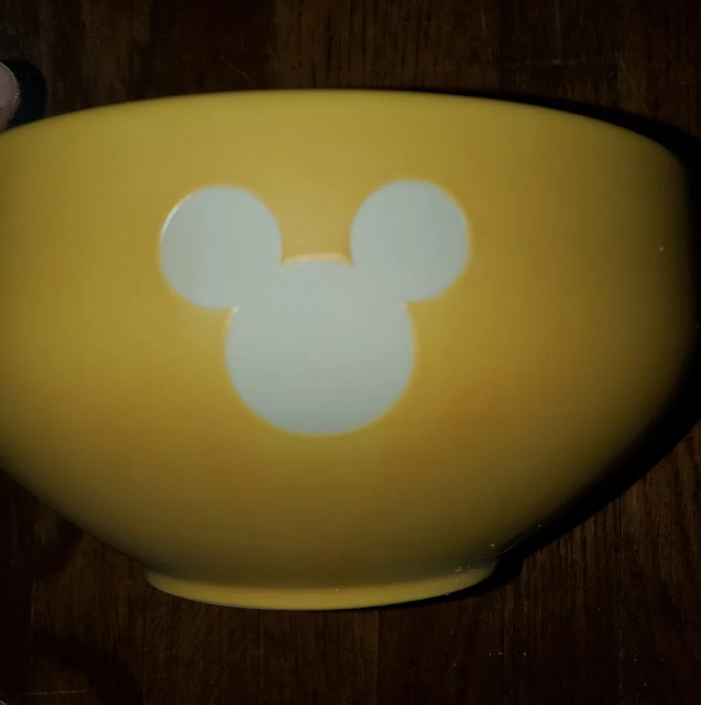 Disney Yellow Serving Bowl with Mickey Mouse Design RARE